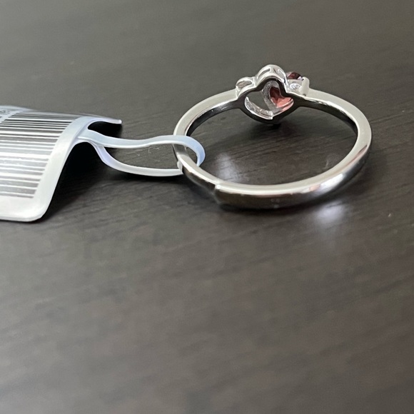 Double Heart Natural Garnet Ring - Picture 3 of 5